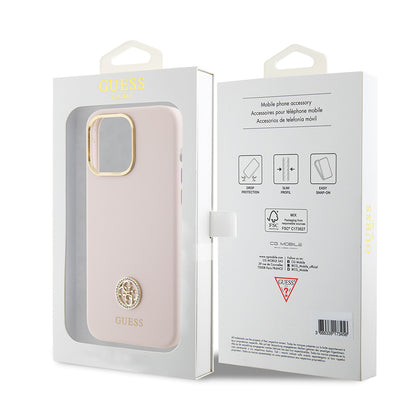 Θήκη για Apple iPhone 15 Pro Max, Guess, 4G Strass Metal Logo, Ροζ