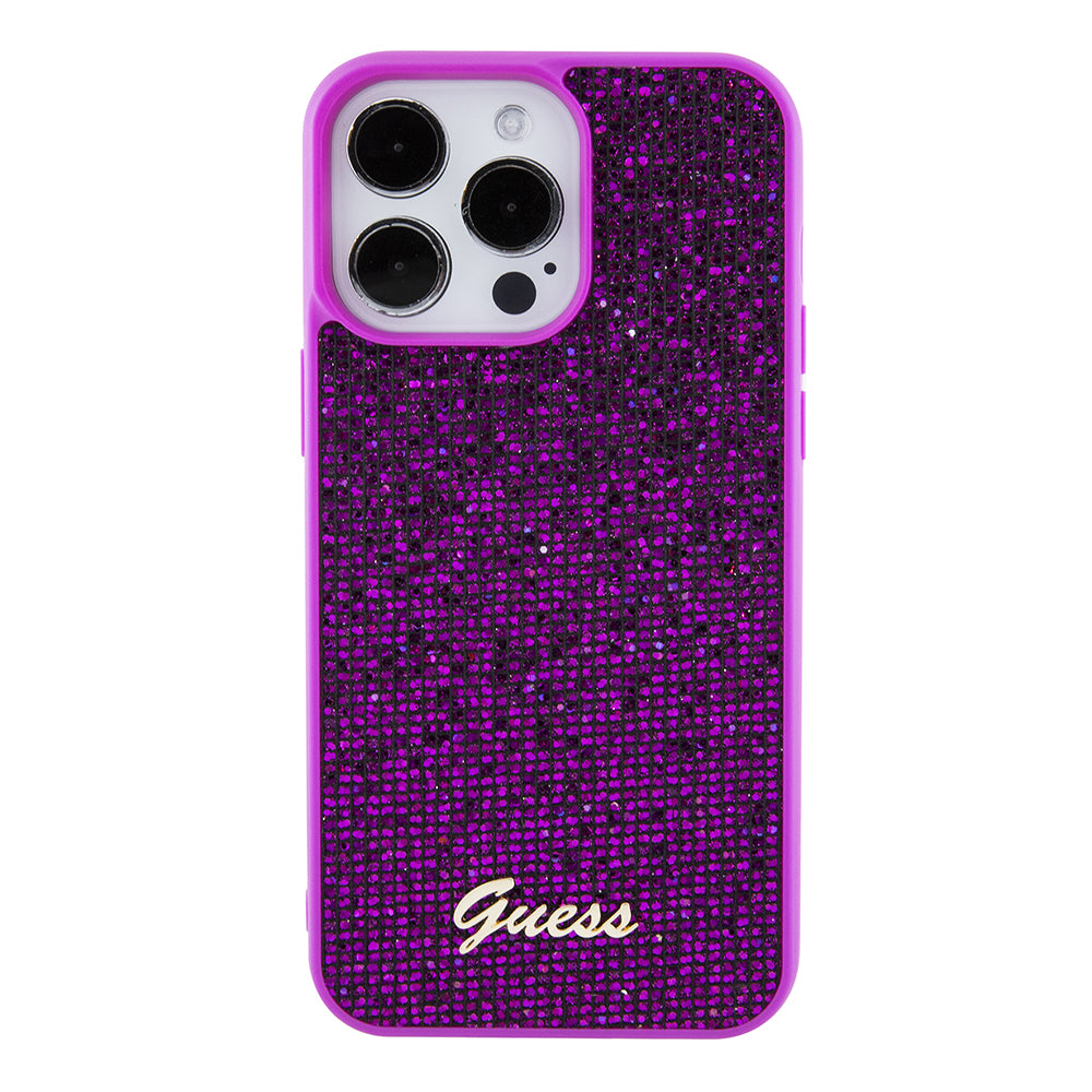 Θήκη για Apple iPhone 15 Pro Max, Guess, Disco Metal Script, Φούξια