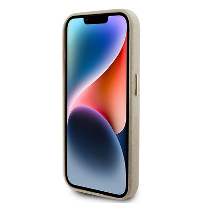 Θήκη για Apple iPhone 15 Pro Max, Guess, Glitter Glossy Script, Μπεζ