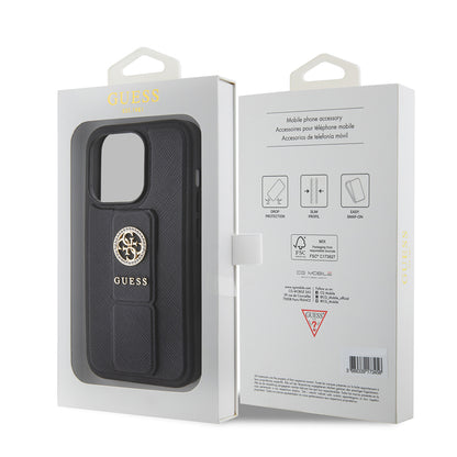 Θήκη για Apple iPhone 15 Pro Max, Guess, Grip Stand 4G Saffiano Strass, Μαύρη