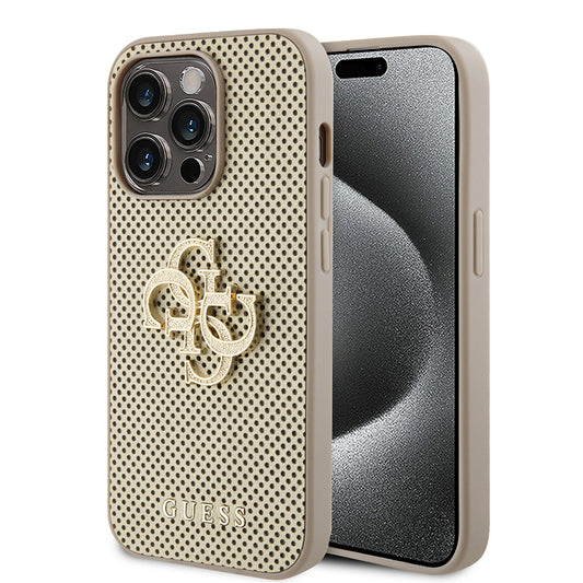 Θήκη για Apple iPhone 15 Pro Max, Guess, Perforated 4G, Χρυσή