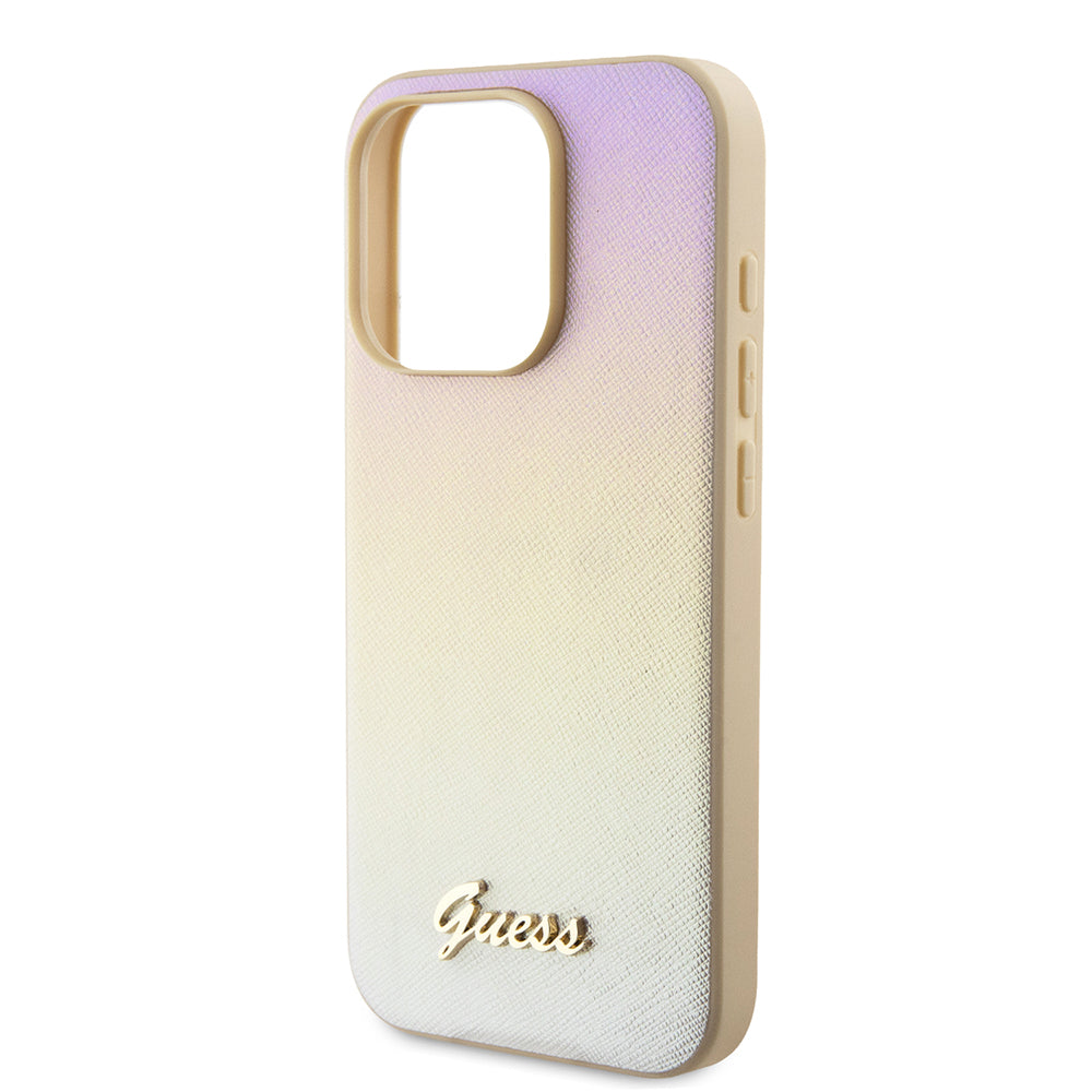 Θήκη για Apple iPhone 15 Pro Max, Guess, Saffiano Iridescent Script, Χρυσή