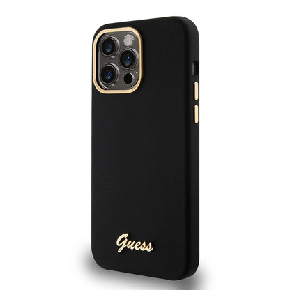 Θήκη για Apple iPhone 15 Pro Max, Guess, Script Metal Logo & Frame, Μαύρη
