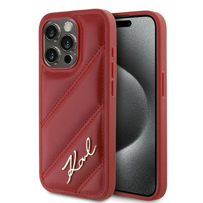 Θήκη για Apple iPhone 15 Pro Max, Karl Lagerfeld, Diagonal Quilted Script, Ροζ
