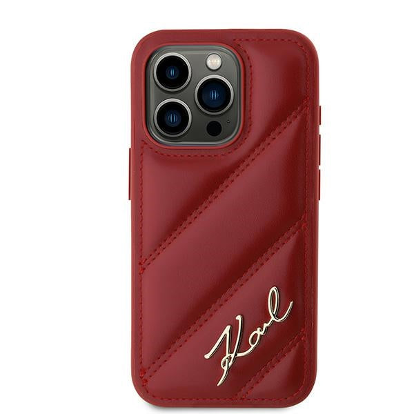 Θήκη για Apple iPhone 15 Pro Max, Karl Lagerfeld, Diagonal Quilted Script, Ροζ
