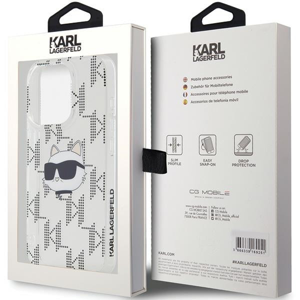 Case for Apple iPhone 15 Pro Max, Karl Lagerfeld, IML Electroplated Choupette Head, Transparent