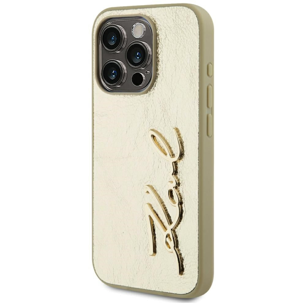 Case for Apple iPhone 15 Pro Max, Karl Lagerfeld, Metal Signature, Gold
