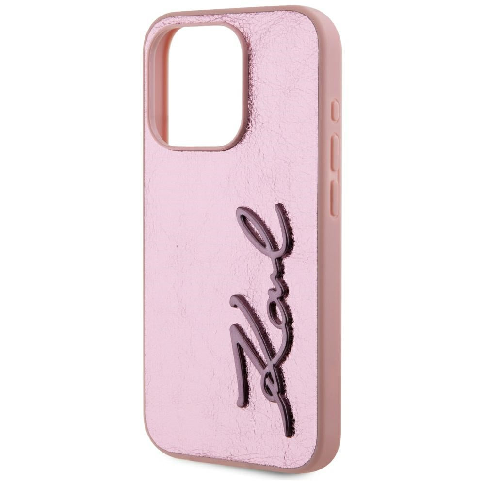 Θήκη για Apple iPhone 15 Pro Max, Karl Lagerfeld, Metal Signature, Ροζ