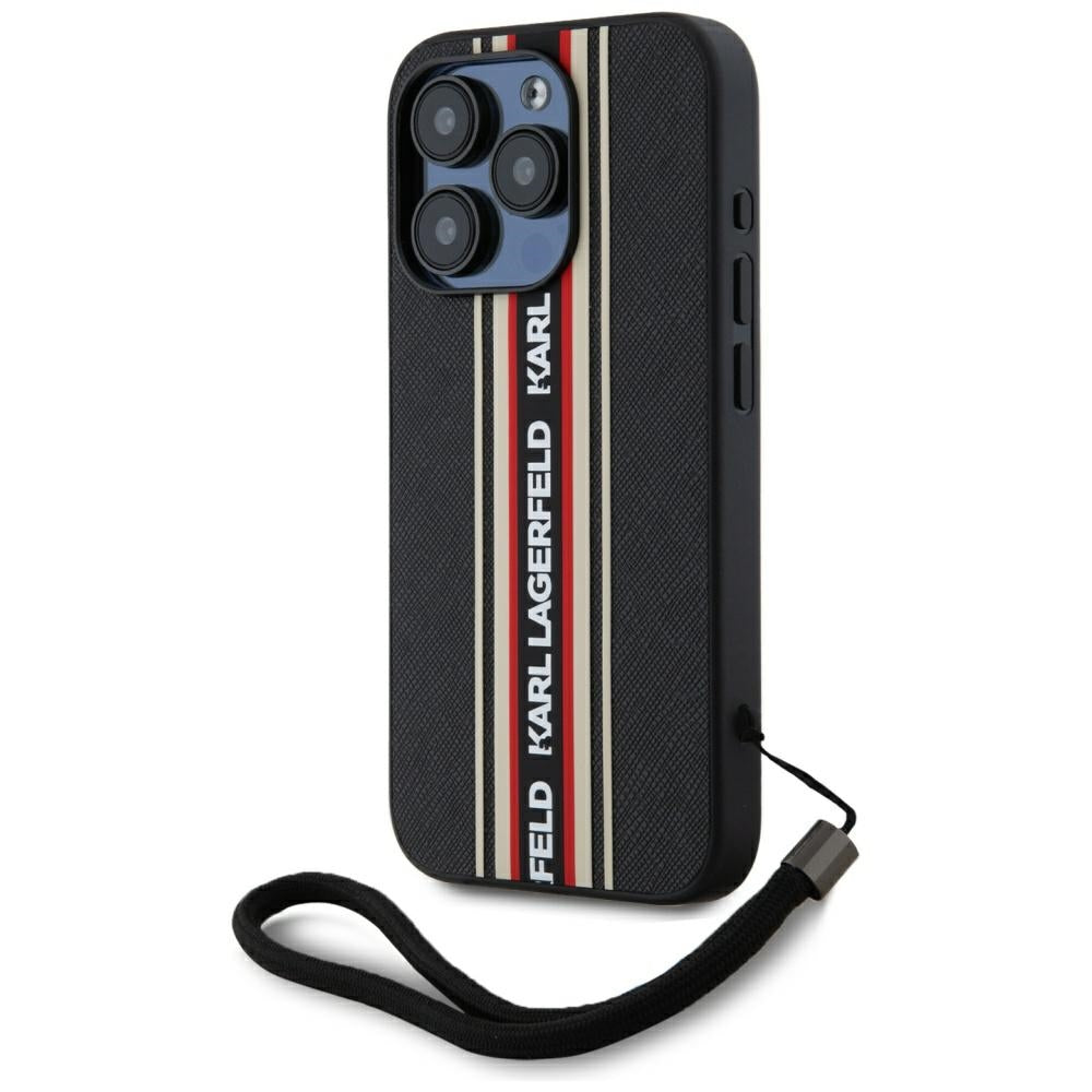 Θήκη για Apple iPhone 15 Pro Max, Karl Lagerfeld, Saffiano Athleisure Stripes with Strap, Rosie