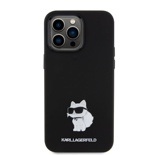 Θήκη για Apple iPhone 15 Pro Max, Karl Lagerfeld, Silicone Choupette Metal, Μαύρη