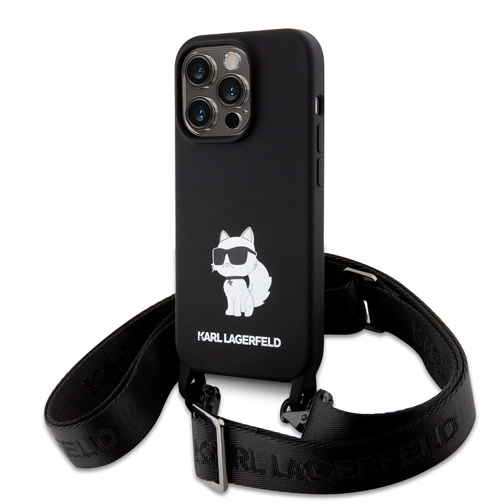 Θήκη για Apple iPhone 15 Pro Max, Karl Lagerfeld, Silicone Crossbody Ikonik Karl, Μαύρη