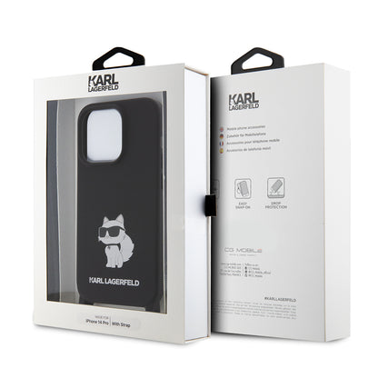 Θήκη για Apple iPhone 15 Pro Max, Karl Lagerfeld, Silicone Crossbody Ikonik Karl, Μαύρη