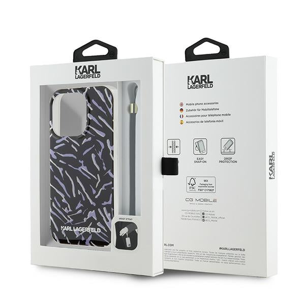 Θήκη για Apple iPhone 15 Pro Max, Karl Lagerfeld, Zebra with Cord Strap, Μοβ