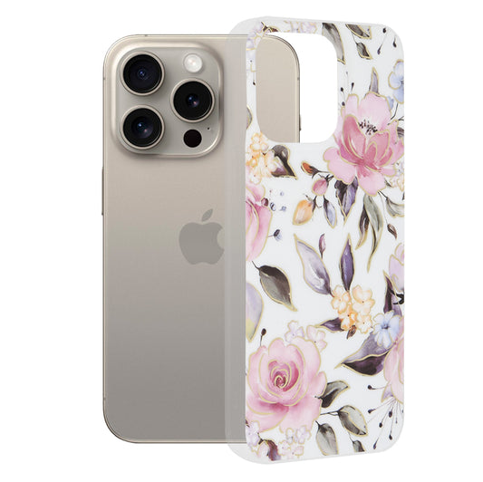 Θήκη για Apple iPhone 15 Pro Max, Techsuit, Marble, Λευκό