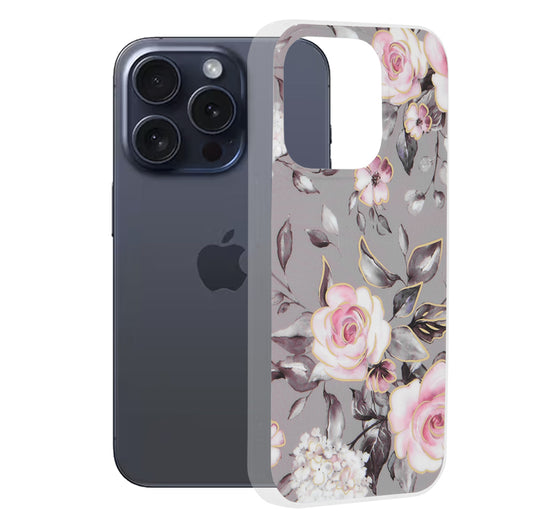 Θήκη για Apple iPhone 15 Pro, Techsuit, Marble, Γκρι