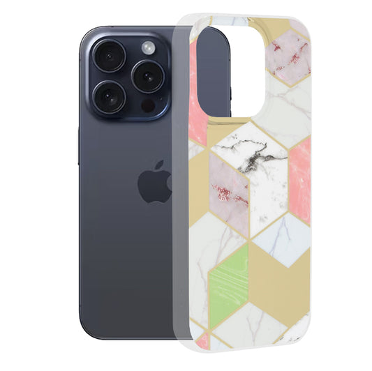 Θήκη για Apple iPhone 15 Pro, Techsuit, Marble, Μωβ