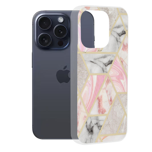 Θήκη για Apple iPhone 15 Pro, Techsuit, Marble, Ροζ