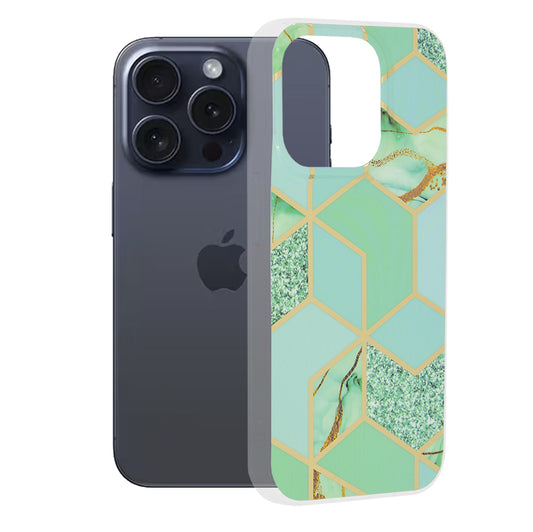 Θήκη για Apple iPhone 15 Pro, Techsuit, Marble, Πράσινο