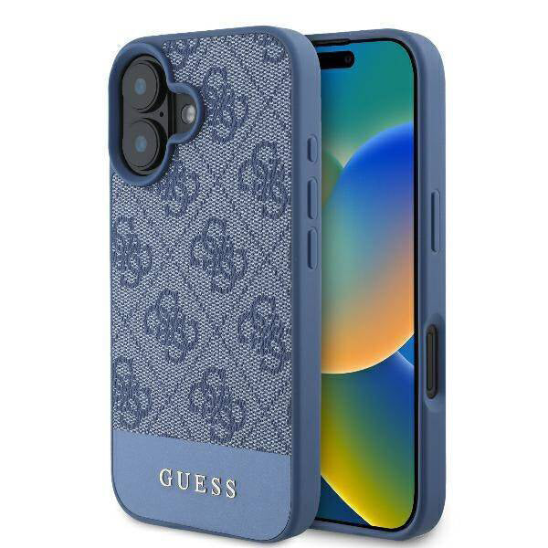 Θήκη για Apple iPhone 16, Guess, 4G Bottom Stripe, Μπλε
