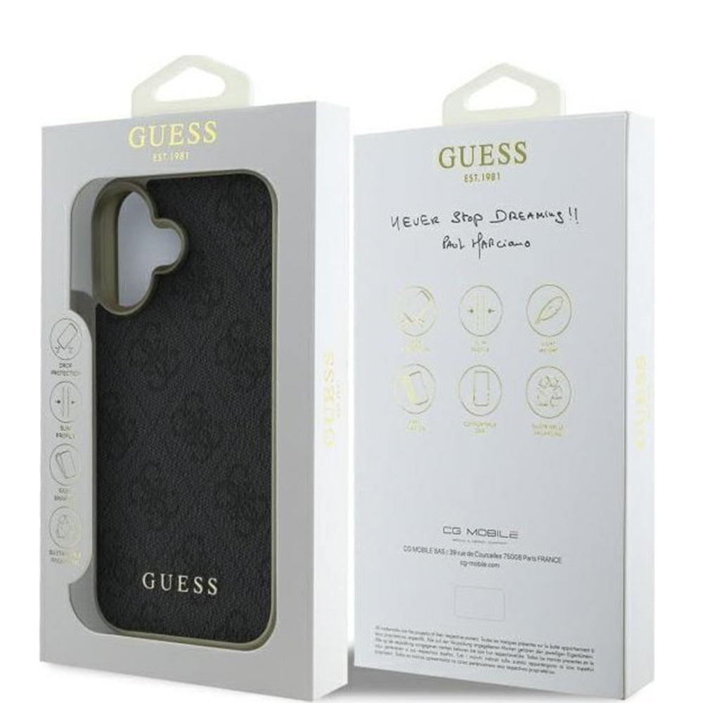 Case for Apple iPhone 16, Guess, 4G Charm, Black