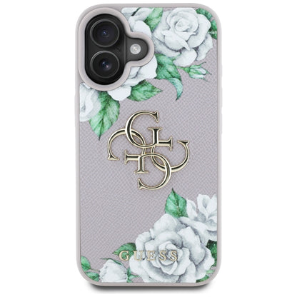 Θήκη για Apple iPhone 16, Guess, 4G Grained Roses Big Logo, Μωβ