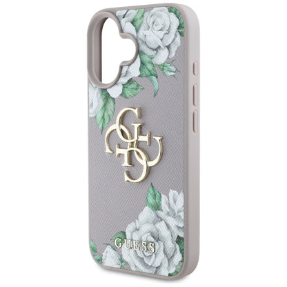Θήκη για Apple iPhone 16, Guess, 4G Grained Roses Big Logo, Μωβ