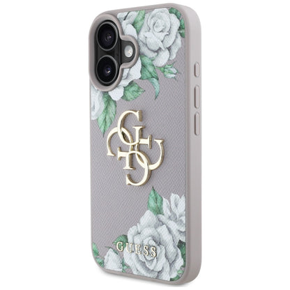 Θήκη για Apple iPhone 16, Guess, 4G Grained Roses Big Logo, Μωβ
