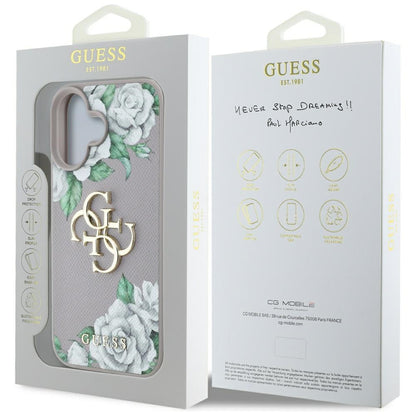Θήκη για Apple iPhone 16, Guess, 4G Grained Roses Big Logo, Μωβ