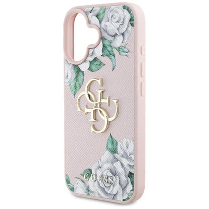 Θήκη για Apple iPhone 16, Guess, 4G Grained Roses Big Logo, Ροζ