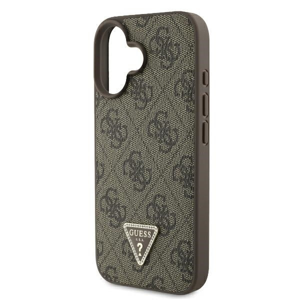 Θήκη για Apple iPhone 16, Guess, Crossbody 4G Triangle Strass, Καφέ