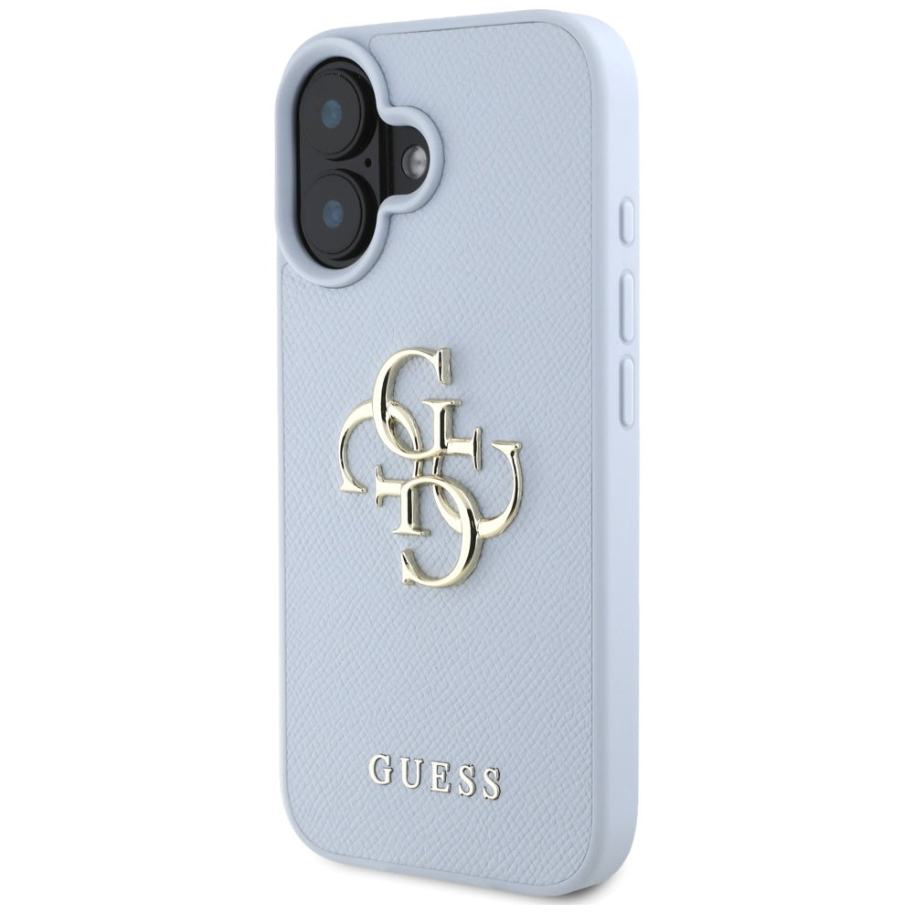 Θήκη για Apple iPhone 16, Guess, Grained Big 4G Logo Small Classic Logo, Μπλε