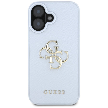 Θήκη για Apple iPhone 16, Guess, Grained Big 4G Logo Small Classic Logo, Μπλε