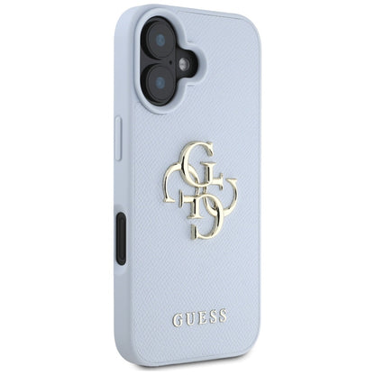 Θήκη για Apple iPhone 16, Guess, Grained Big 4G Logo Small Classic Logo, Μπλε