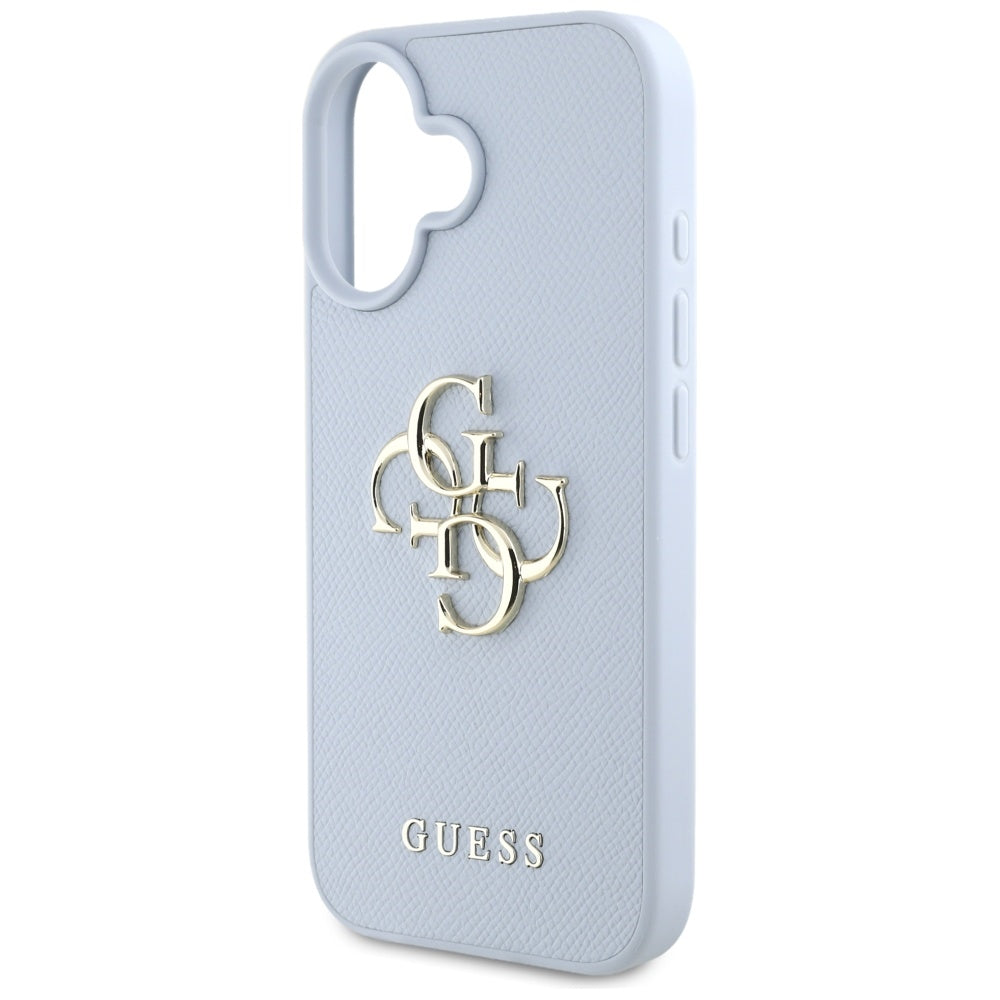 Θήκη για Apple iPhone 16, Guess, Grained Big 4G Logo Small Classic Logo, Μπλε