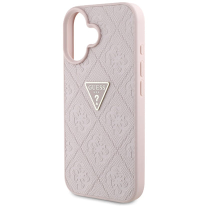 Case for Apple iPhone 16, Guess, Hot Stamp 4G Pattern Triangle Logo, Pink