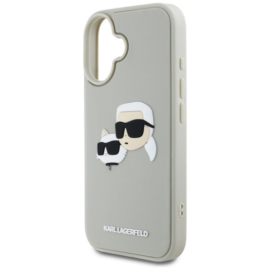 Θήκη για Apple iPhone 16, Karl Lagerfeld, 3D Rubber Karl & Choupette, Μπεζ