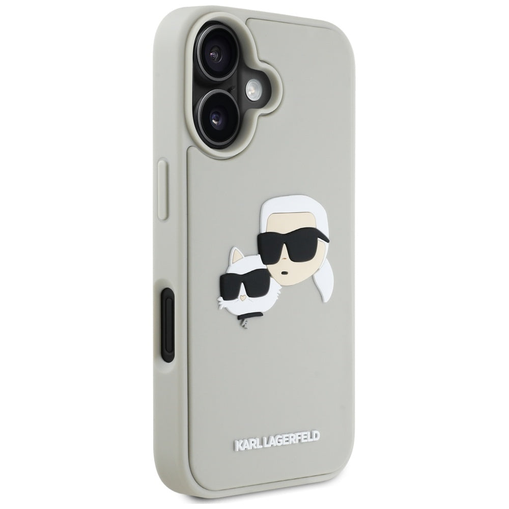 Θήκη για Apple iPhone 16, Karl Lagerfeld, 3D Rubber Karl & Choupette, Μπεζ