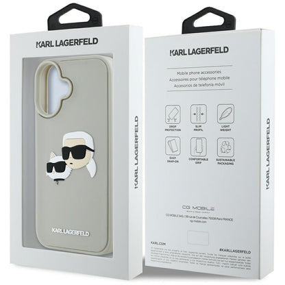 Θήκη για Apple iPhone 16, Karl Lagerfeld, 3D Rubber Karl & Choupette, Μπεζ