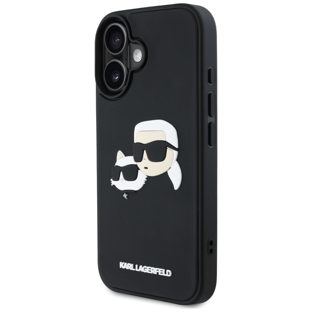 Θήκη για Apple iPhone 16, Karl Lagerfeld, 3D Rubber Karl & Choupette, Μαύρη