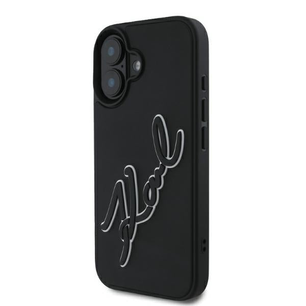 Θήκη για Apple iPhone 16, Karl Lagerfeld, 3D Rubber Signature, Μαύρη