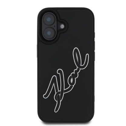 Θήκη για Apple iPhone 16, Karl Lagerfeld, 3D Rubber Signature, Μαύρη