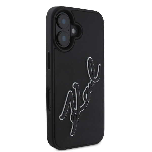 Θήκη για Apple iPhone 16, Karl Lagerfeld, 3D Rubber Signature, Μαύρη