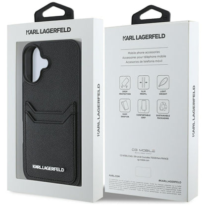 Θήκη για Apple iPhone 16, Karl Lagerfeld, Grained Cardslots, Μαύρη
