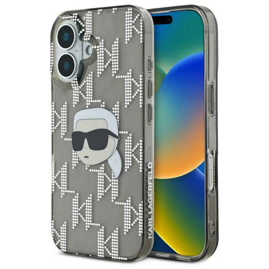 Θήκη για Apple iPhone 16, Karl Lagerfeld, IML Luxury Electroplated Karl's Head, Μαύρη