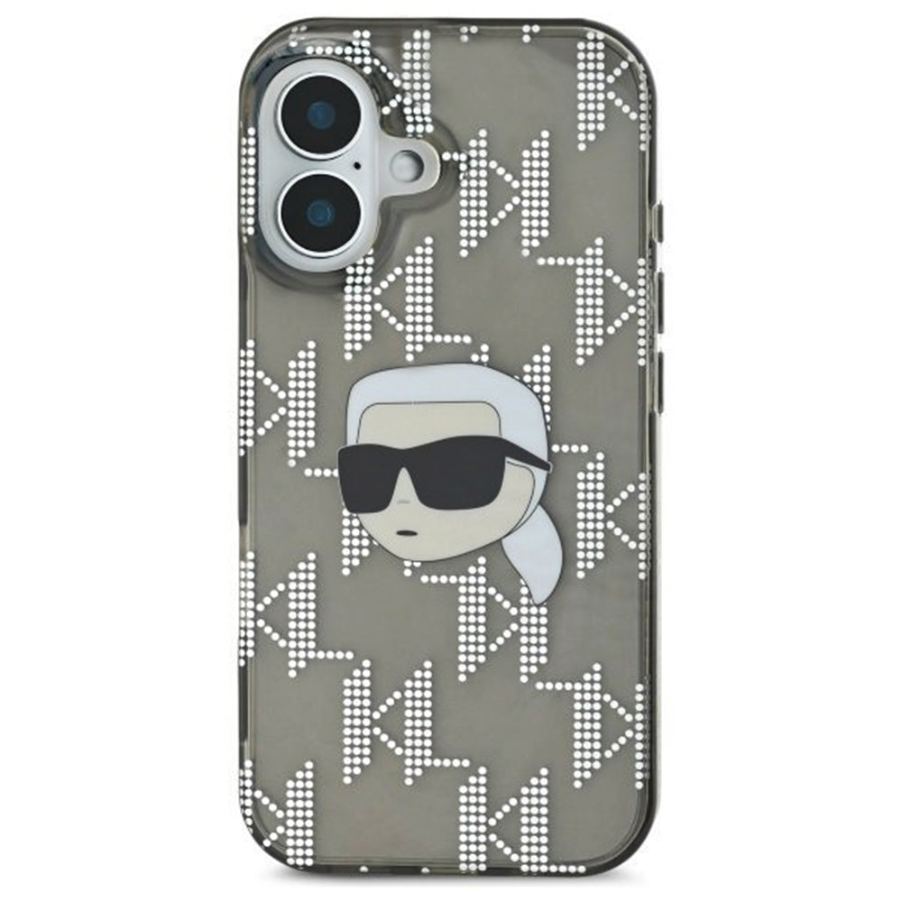 Θήκη για Apple iPhone 16, Karl Lagerfeld, IML Luxury Electroplated Karl's Head, Μαύρη