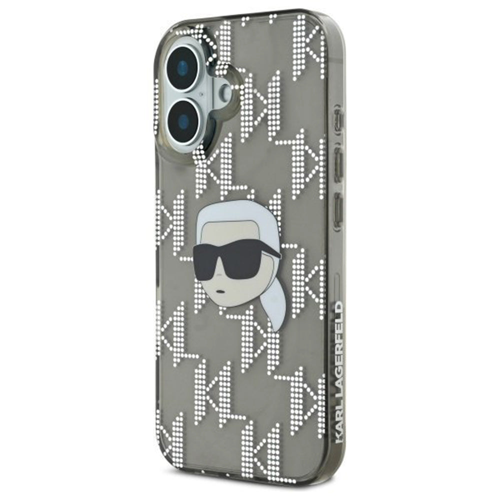 Θήκη για Apple iPhone 16, Karl Lagerfeld, IML Luxury Electroplated Karl's Head, Μαύρη