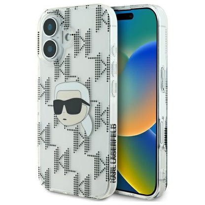 Case for Apple iPhone 16, Karl Lagerfeld, IML Luxury Electroplated Karl's Head, Transparent