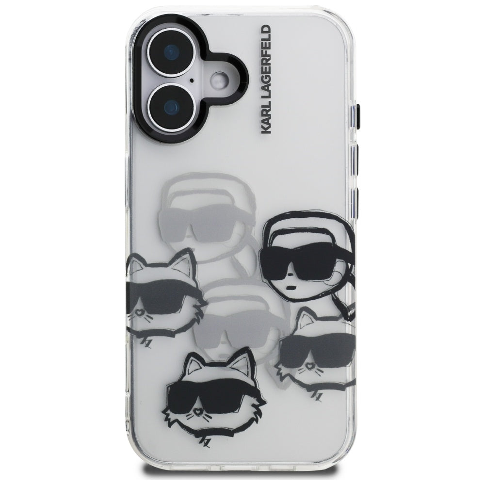 Θήκη για Apple iPhone 16, Karl Lagerfeld, IML Luxury Multi Head Pattern, Διαφανής