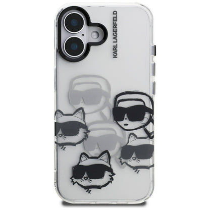 Θήκη για Apple iPhone 16, Karl Lagerfeld, IML Luxury Multi Head Pattern, Διαφανής