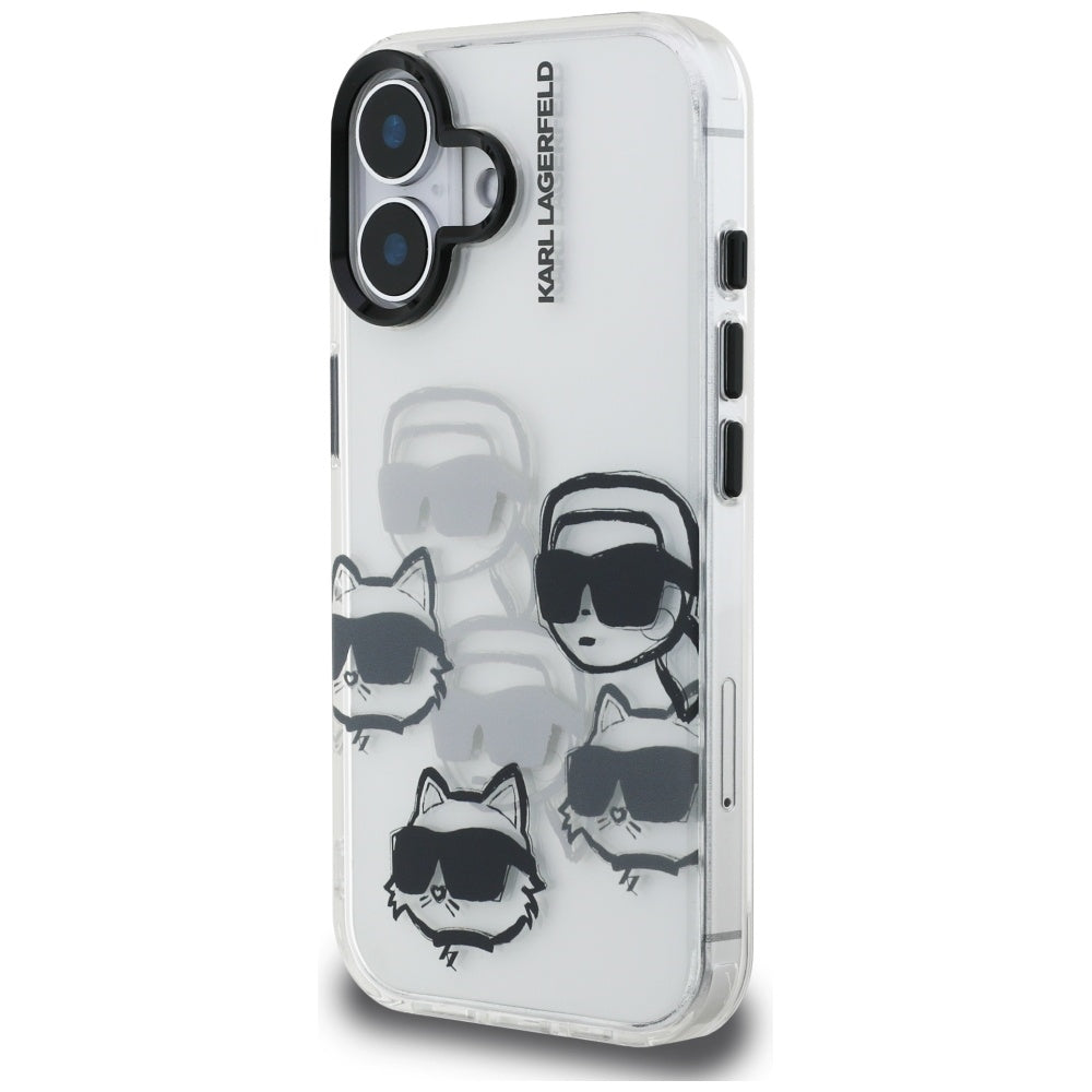 Θήκη για Apple iPhone 16, Karl Lagerfeld, IML Luxury Multi Head Pattern, Διαφανής